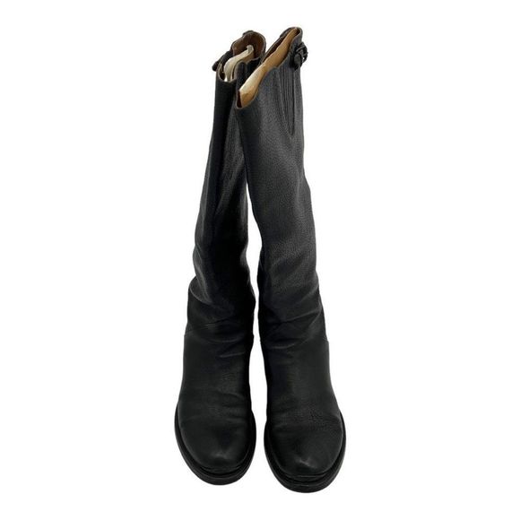 BOTTEGA VENETA RIDING BOOTS BLACK LEATHER SIZE 37 KNEE HIGH BOOTS MOTO - Picture 2 of 13